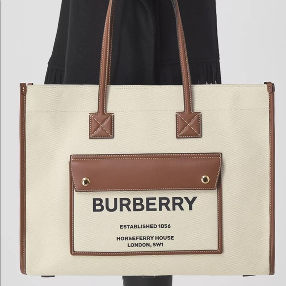 Burberry Medium Two-tone Canvas and Leather Freya Tote - Picture 7 of 14